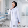 روپوش پزشکی زنانه مدل دلارام مناسب مطب روپوش پزشکی زنانه مدل دلارام با طراحی شیک و ظاهر حرفهای مناسب مطب